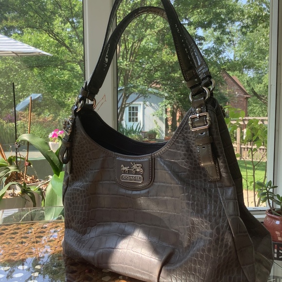 Coach Grey Reptile Pattern Section Handbag - Picture 2 of 4